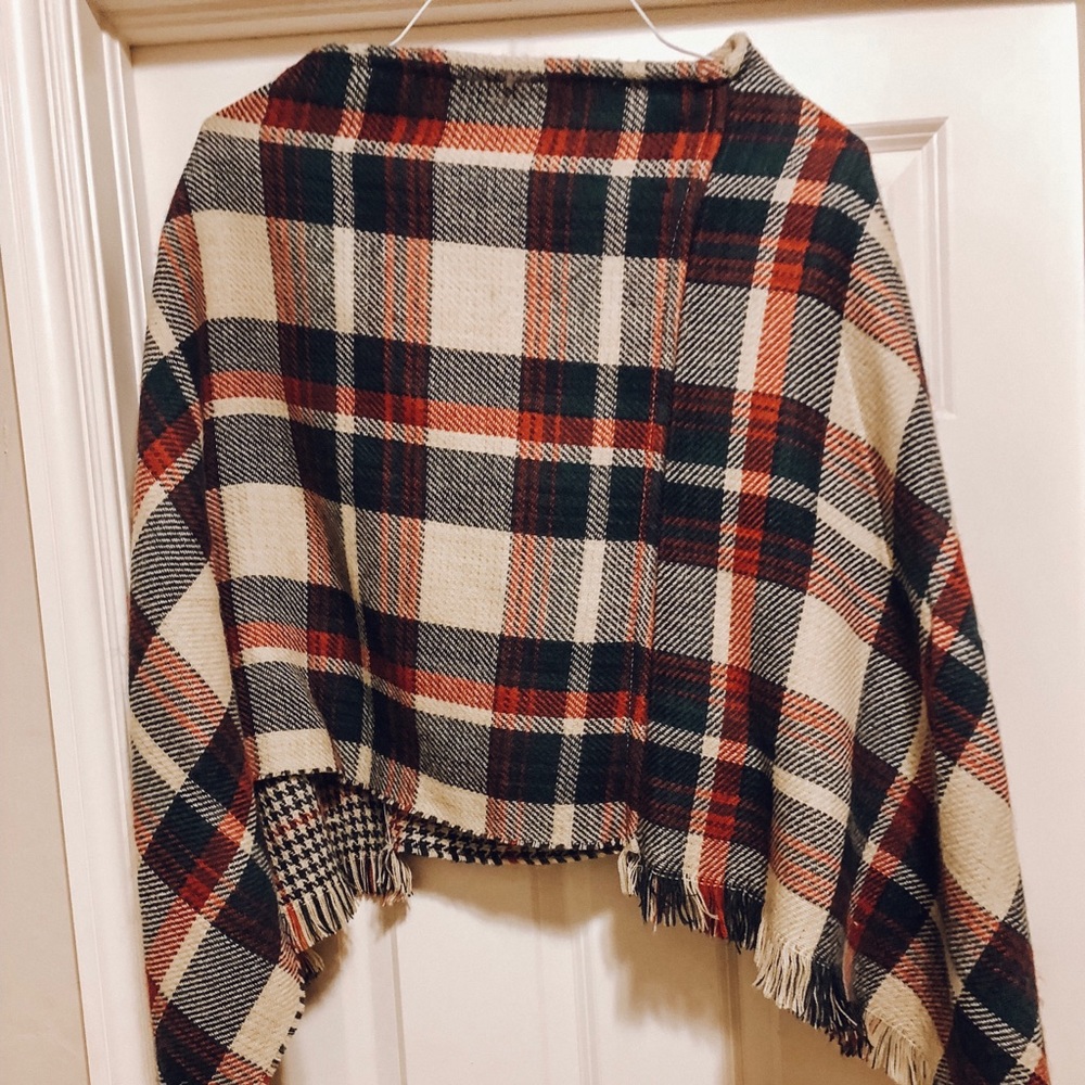 Plaid poncho